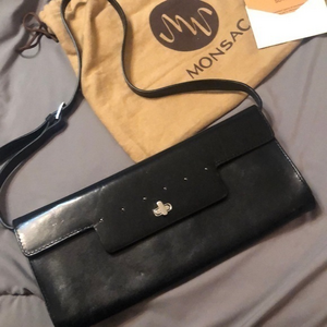Monsac super creamy leather black‎ purse with dust bag with COA